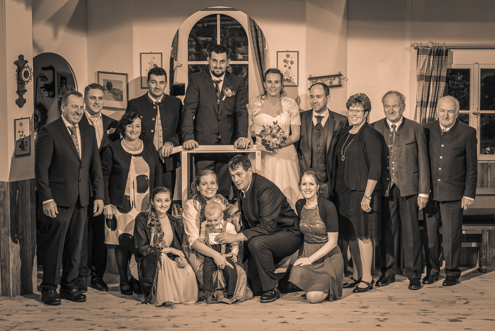 Hochzeits-Familie Vintagebild